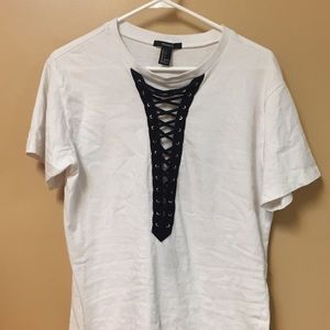 Lace up white tee